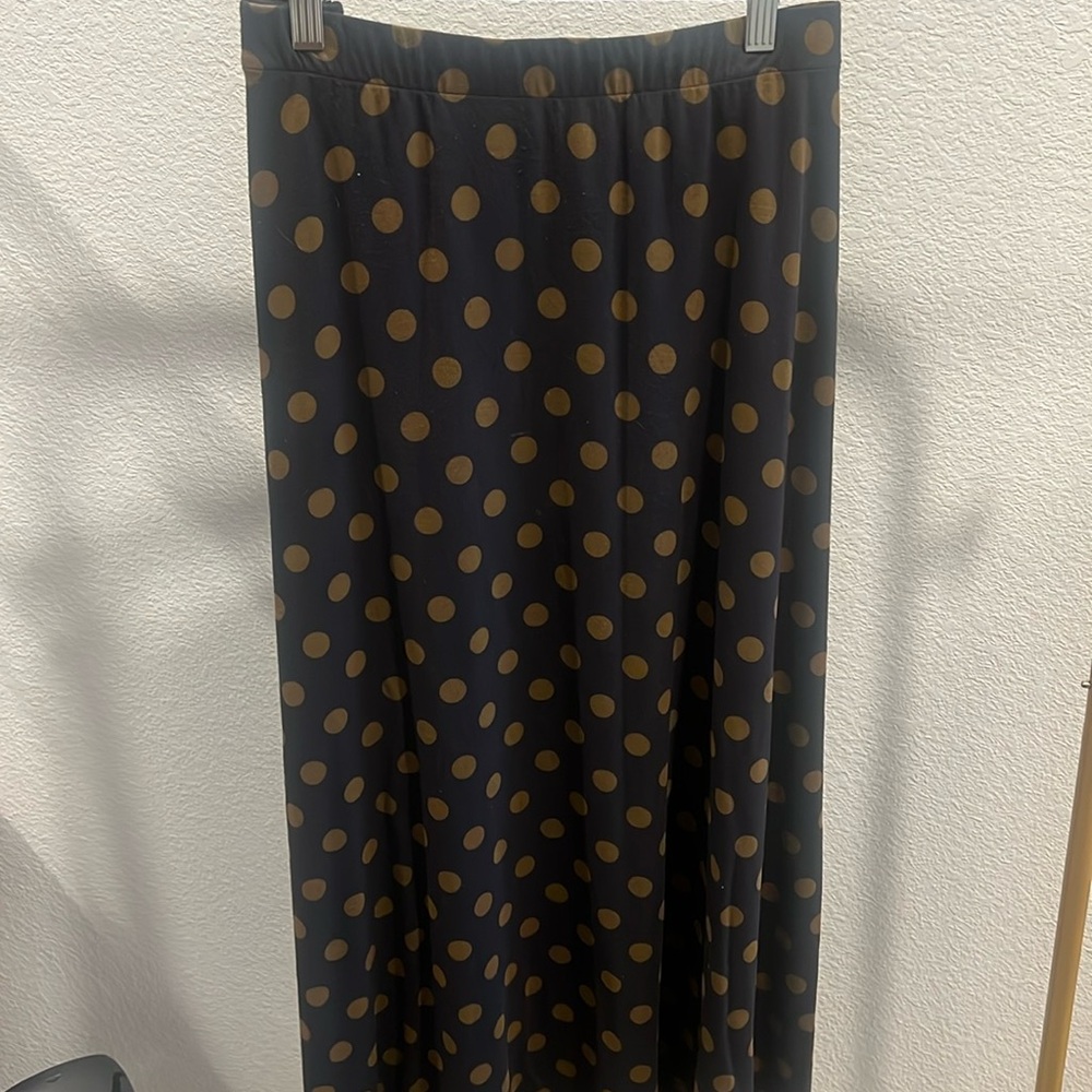 Boden Cotton Black and Gold Polka Dot Maxi Skirt